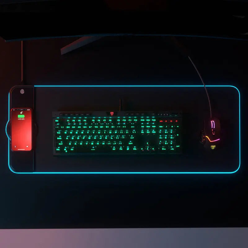 Soft RGB Charging Mouse Pad — Clean Desk, No Cables - InDemandFinds